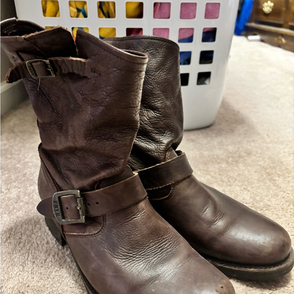 Frye brown leather slouch boots 8B